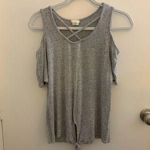 Gray Criss Cross Could Shoulder Top